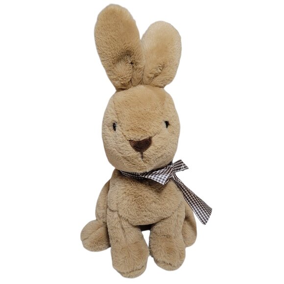 Other - Plush Bunny Gingham Bow Rabbit Stuffed Animal Soft Brown Easter Cottagecore